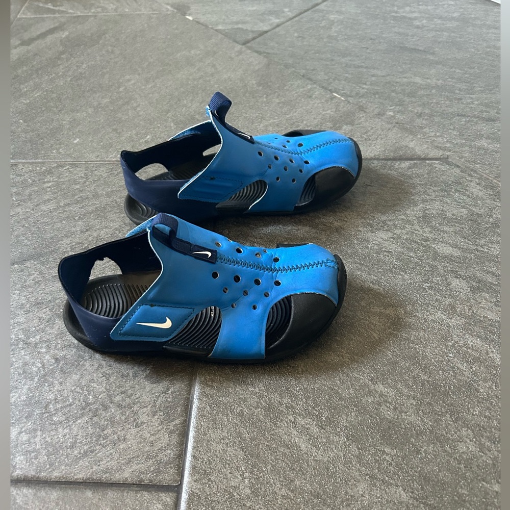 Nike Blue and Black Sandals with Slip-On Design